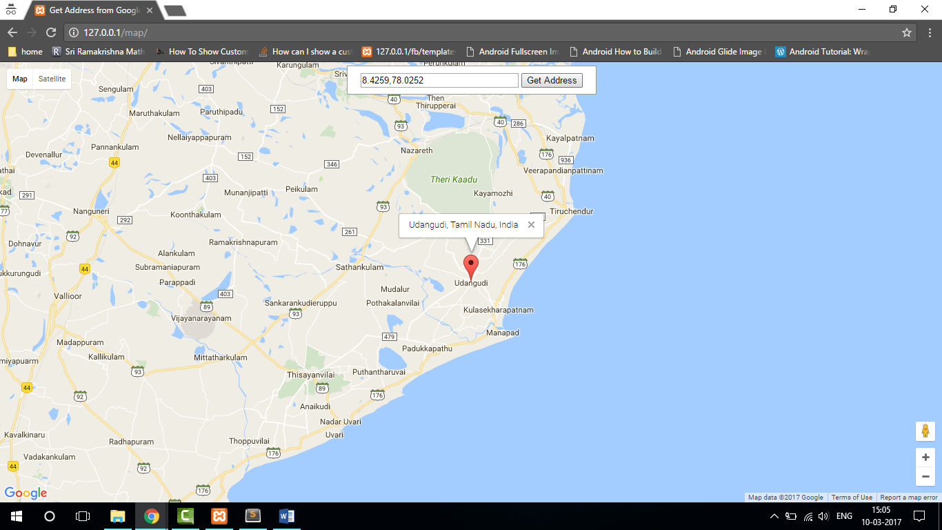 get address from google map using latitude and longitude